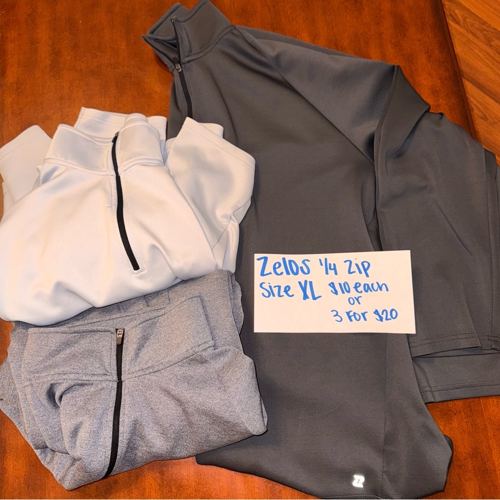 ZELOS 1/4 Zip Pullover bundle in Dark Gray, Light Gray, and White